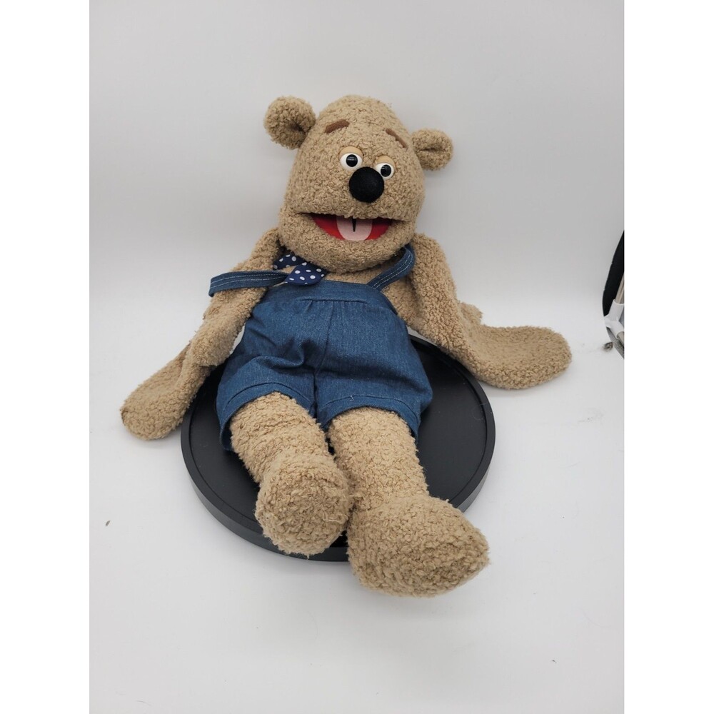 "Silly Bear" Teddy Bear Ventriloquist Puppet W/Denim Overalls & hand mittens 26"